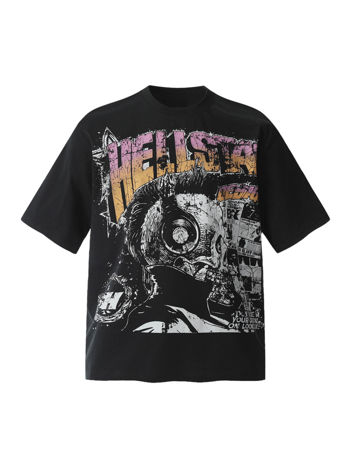 Black Graphic Crew Neck T-Shirt - 