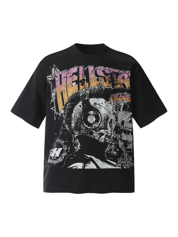 Black Graphic Crew Neck T-Shirt - 