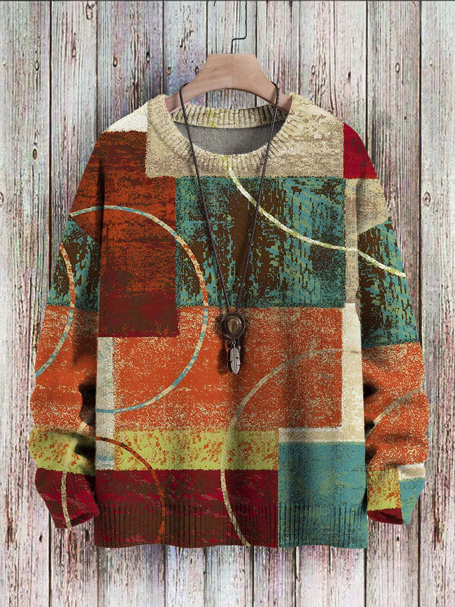 Abstract Art Print Pullover Casual Sweater