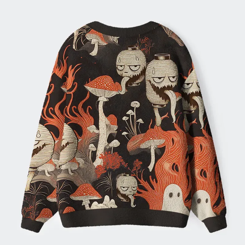 Tokyo-Tiger Japanese Lantern Ghost Ugly Cardigan Sweater