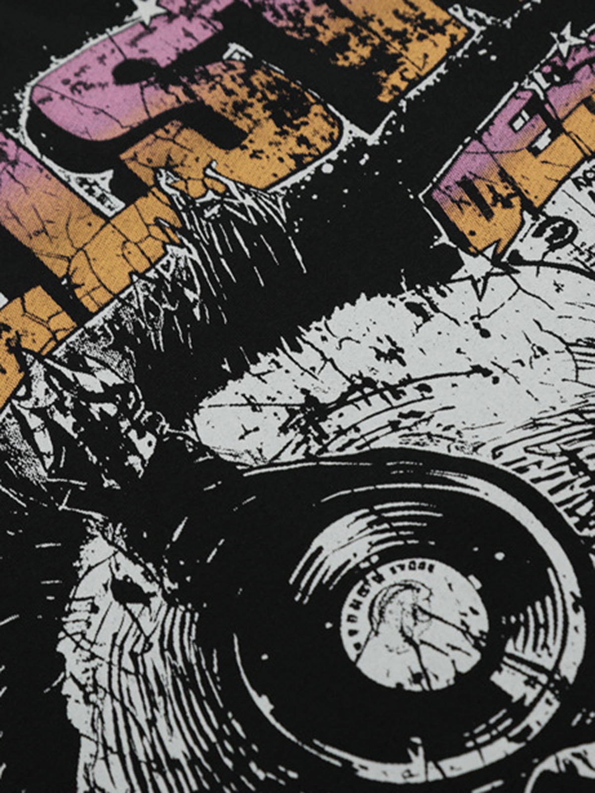 Black Graphic Crew Neck T-Shirt - 