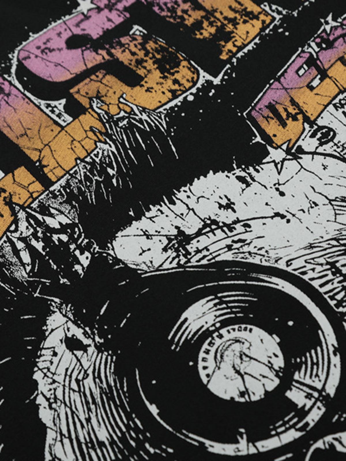 Black Graphic Crew Neck T-Shirt - 