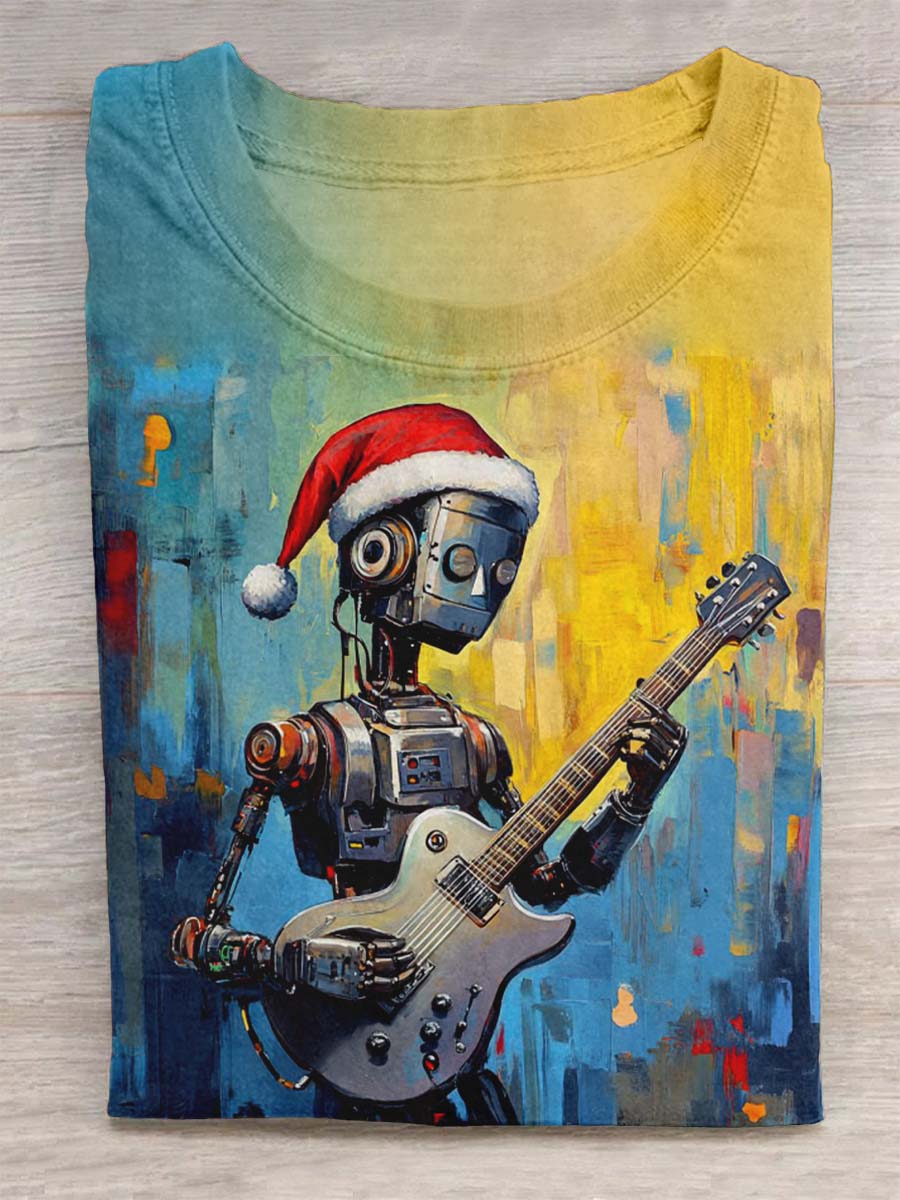 Christmas Robot Print Design T-shirt