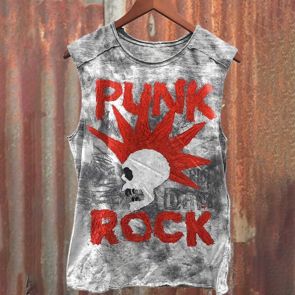 Unisex Retro Punk Music Printed Casual Tank Top