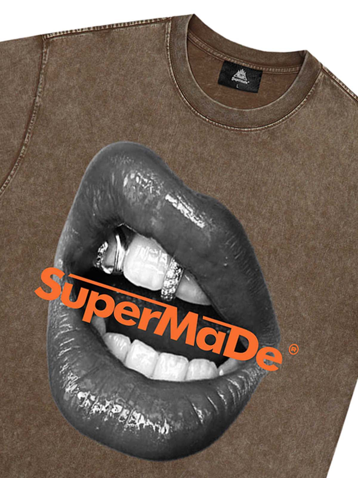 Lips Print Short Sleeve T-shirt -