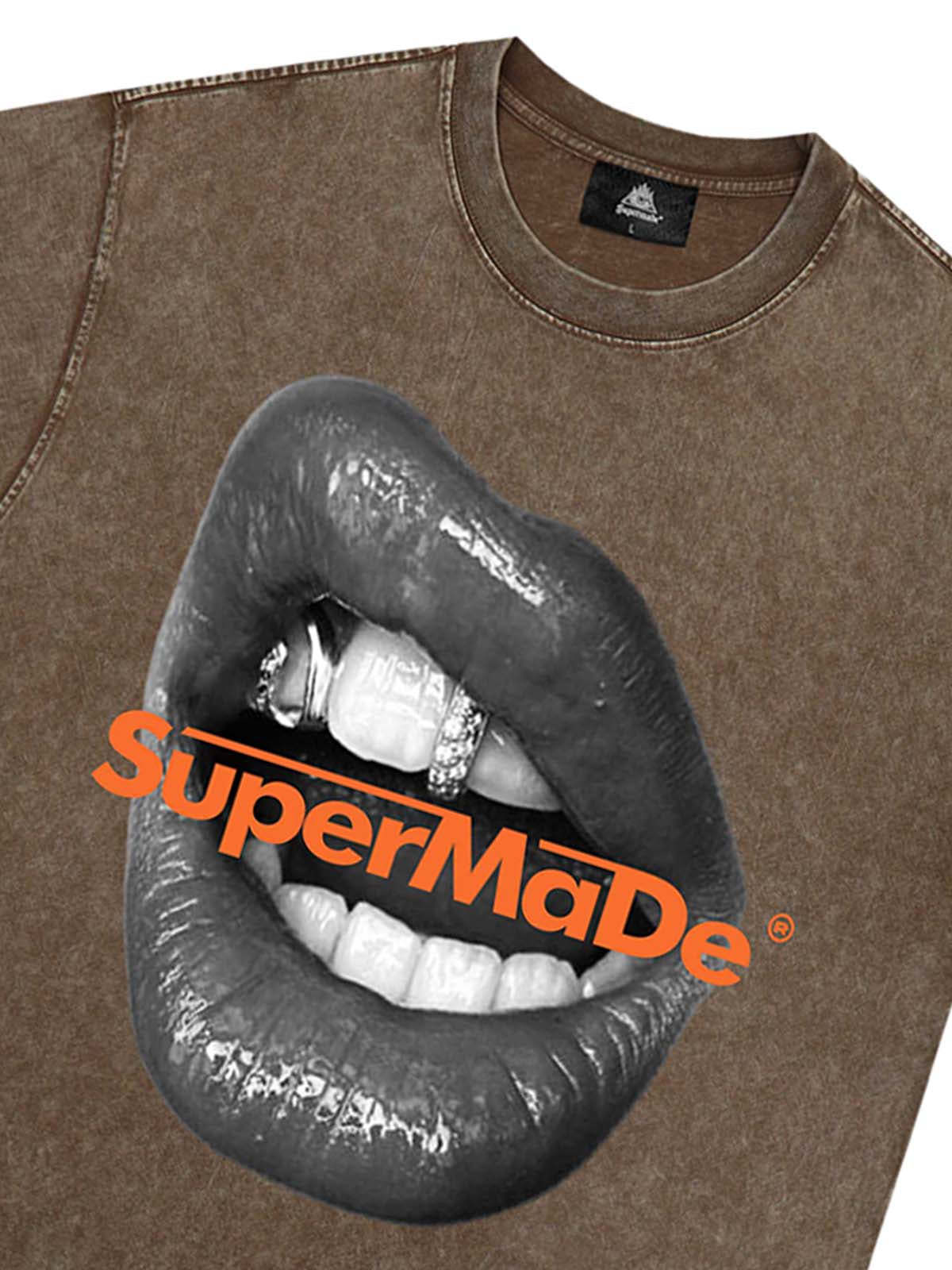 Lips Print Short Sleeve T-shirt -
