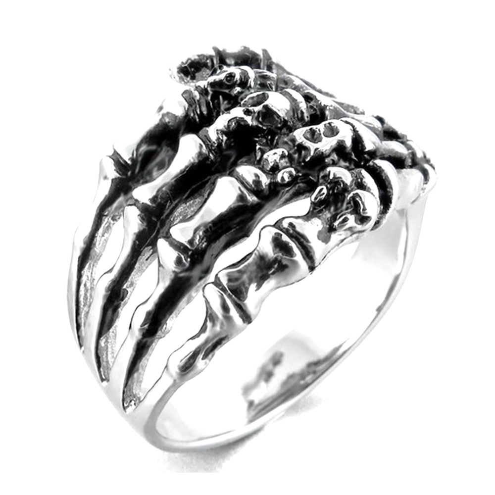 Stainless Steel Hand Ring - Majestic Men's Palm Skull Ring
