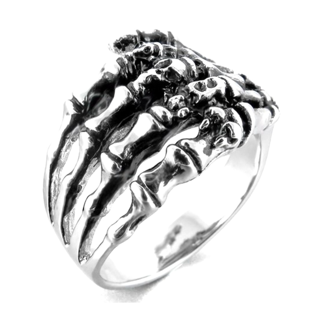 Stainless Steel Hand Ring - Majestic Men's Palm Skull Ring