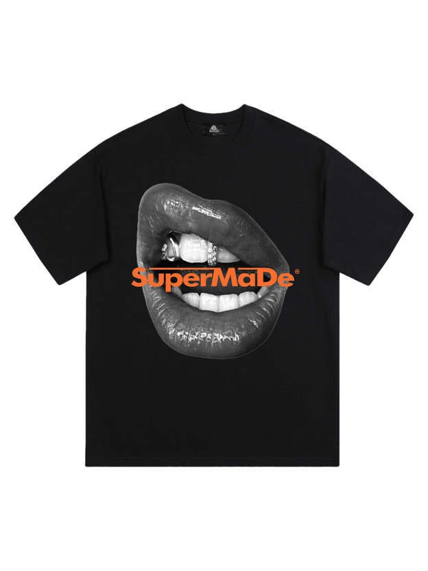 Lips Print Short Sleeve T-shirt -