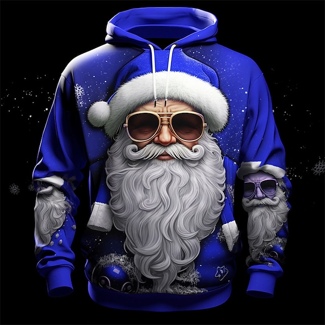 Christmas Men's Santa Claus 3D Hoodies Graphic Santa Claus Fashion 3D Print  Sports Outdoor Holiday Hoodies Red / White Yellow Long Sleeve Hooded Print Front Pocket Spring &  Fall Designer shirt