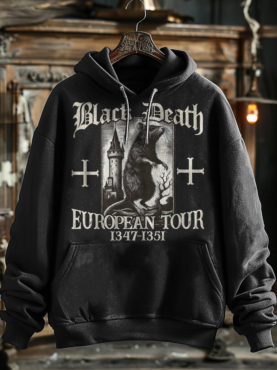 Black Death Print Unisex Casual Hoodie Sweatshirt