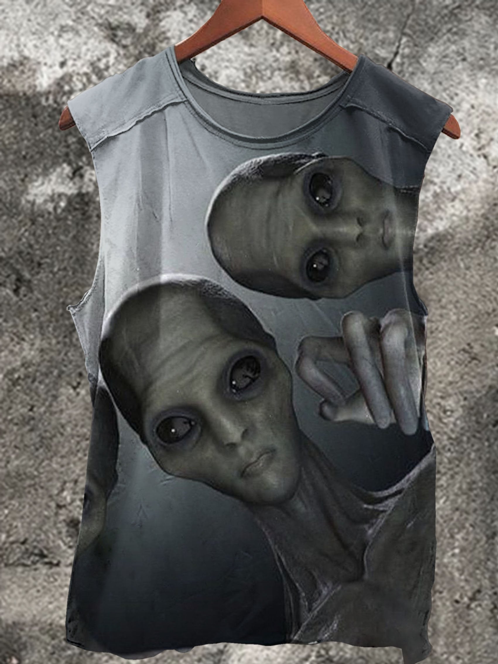 Alien Invitation Print 100% Cotton Casual Tank Top