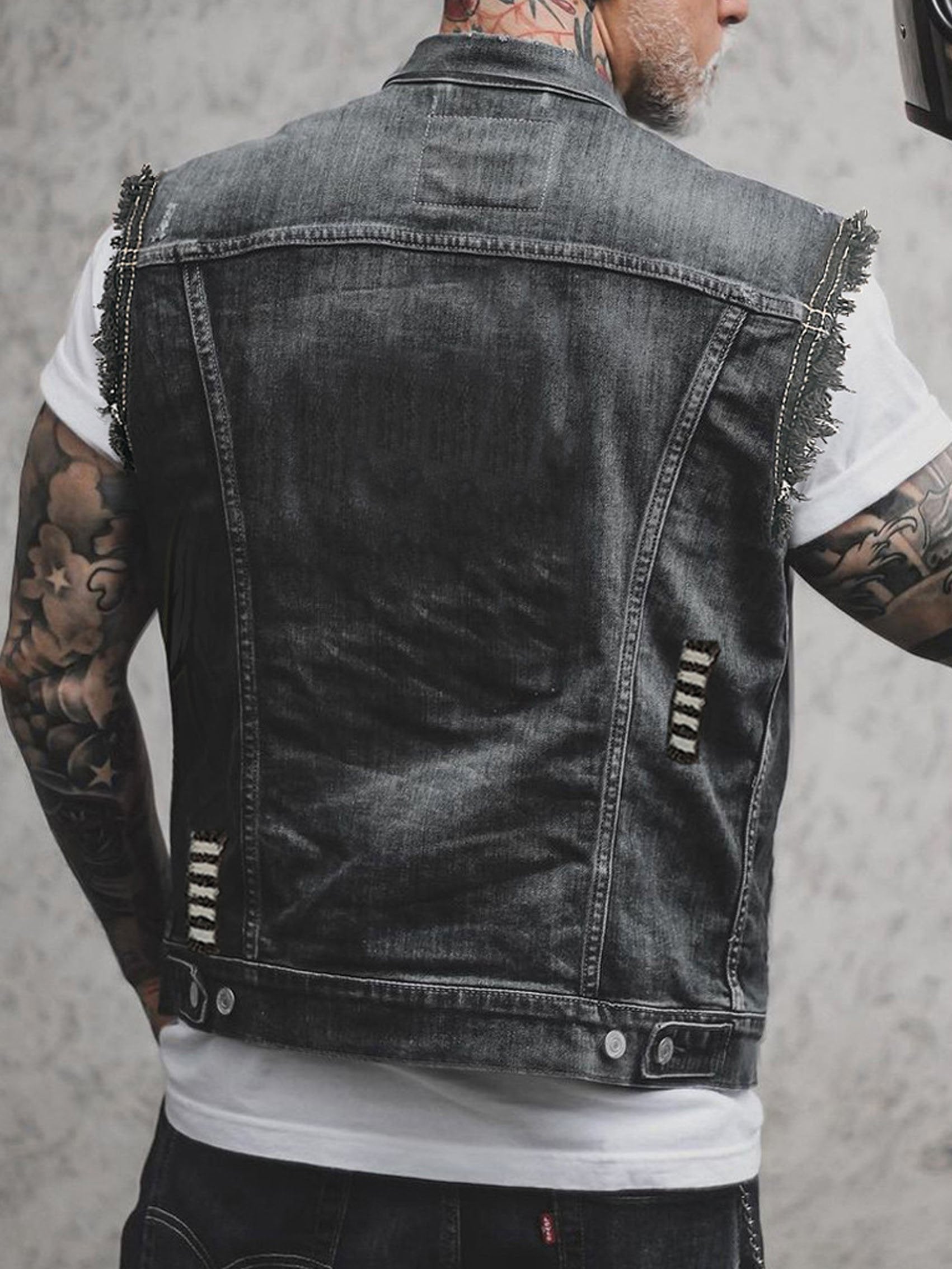 Punk Sleeveless Lapel Denim Casual Vest Tank