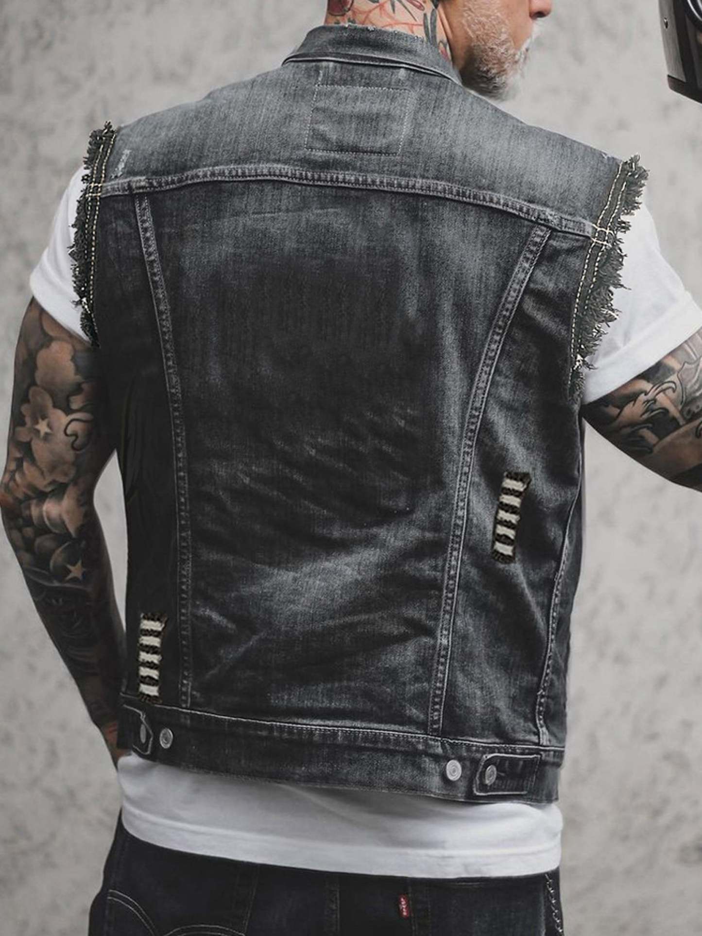 Punk Sleeveless Lapel Denim Casual Vest Tank
