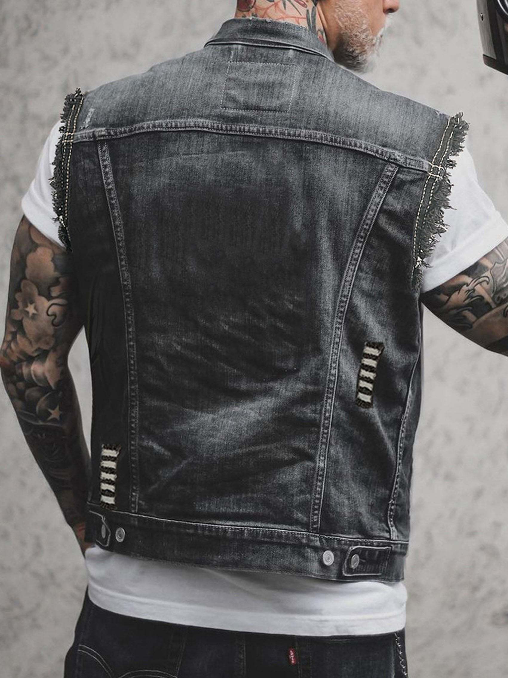 Punk Sleeveless Lapel Denim Casual Vest Tank