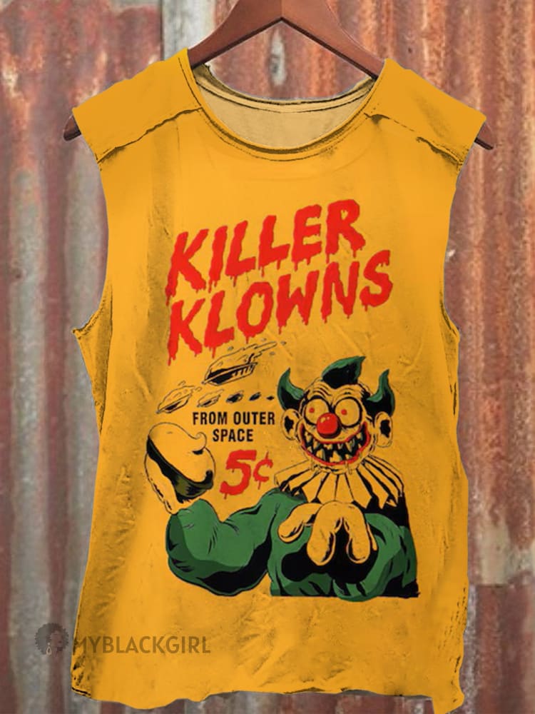 Unisex Vintage Killer Klowns Art Print Casual Tank Top