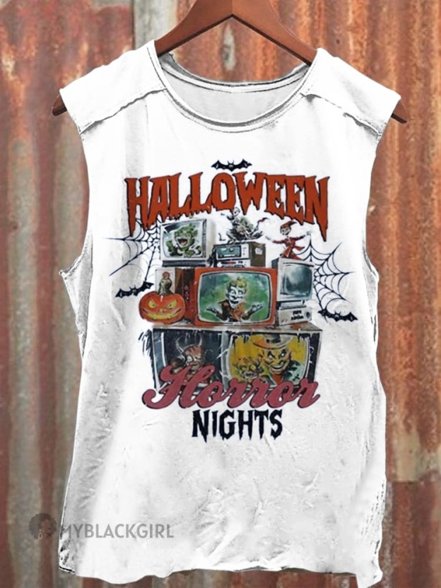 Halloween Horror Nights Art Print 100% Cotton Casual Tank Top
