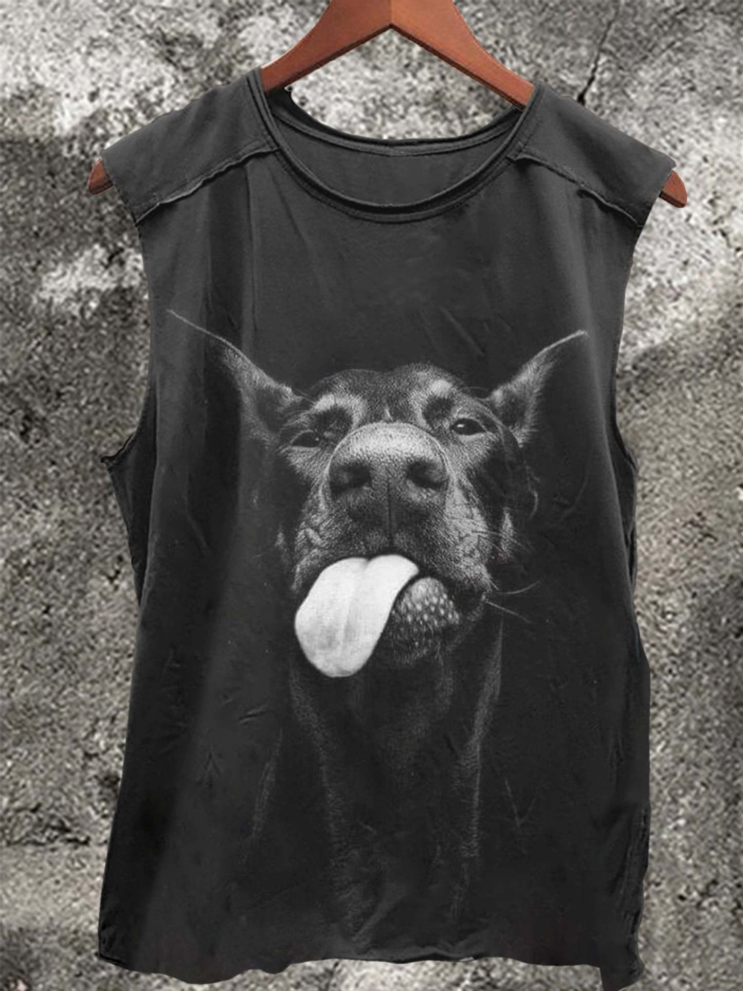 Dog Vintage Print 100% Cotton Casual Tank Top