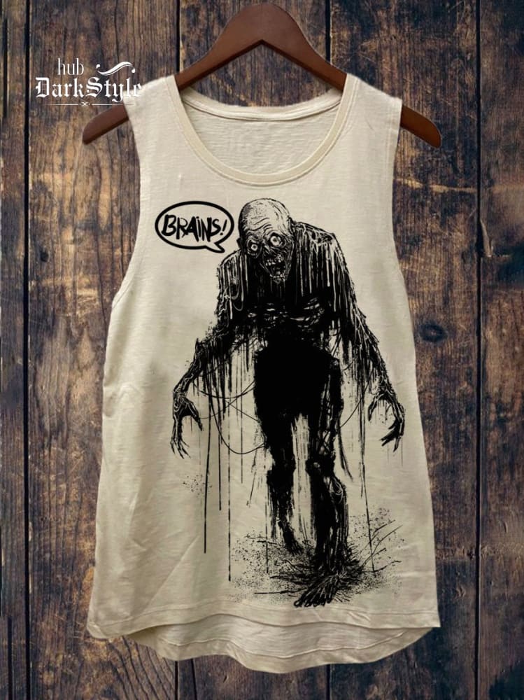 Unisex Hungry Zombie Print 100% cotton Tank Top