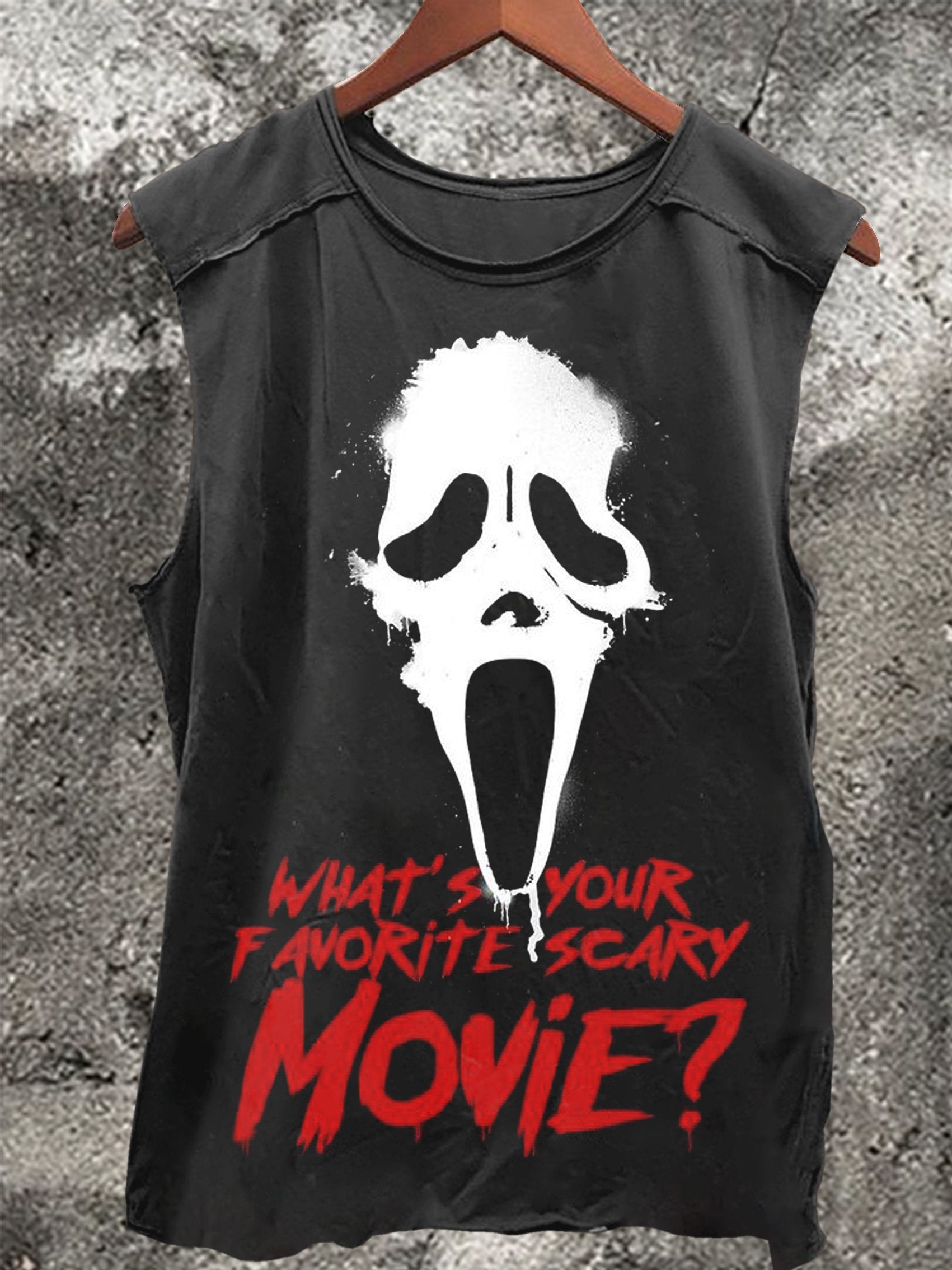 Halloween Scream Horror Movie Vintage Print 100% Cotton Casual Tank Top