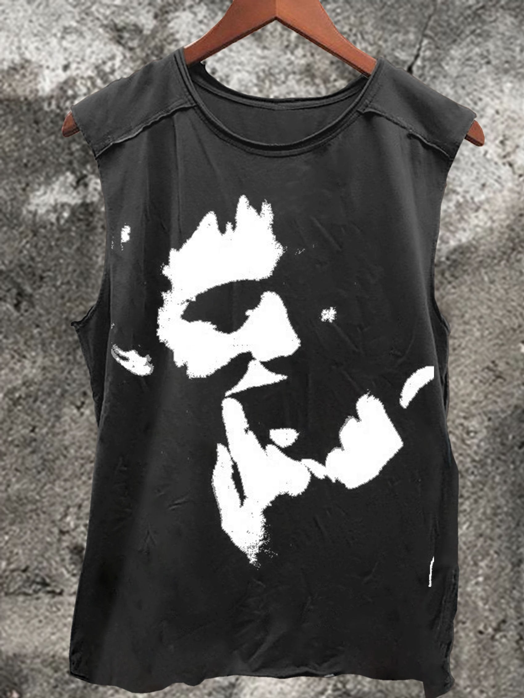 Portrait Print 100% Cotton Casual Tank Top