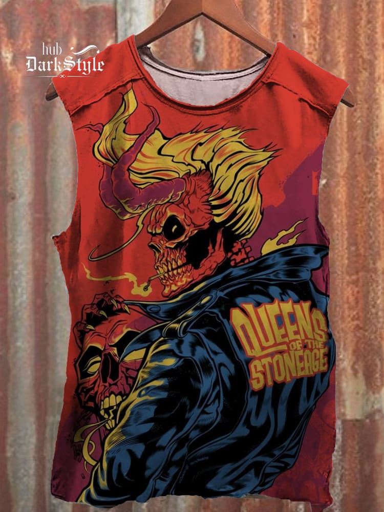 Unisex Punk Rock Skull Print Tank Top