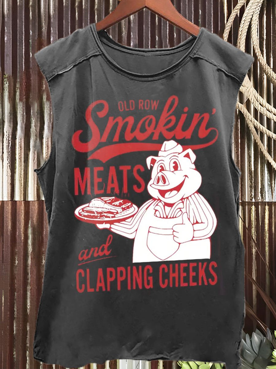 Old Row Smokin' Meats and Clapping Cheeks Print Unisex Classic Tank Top