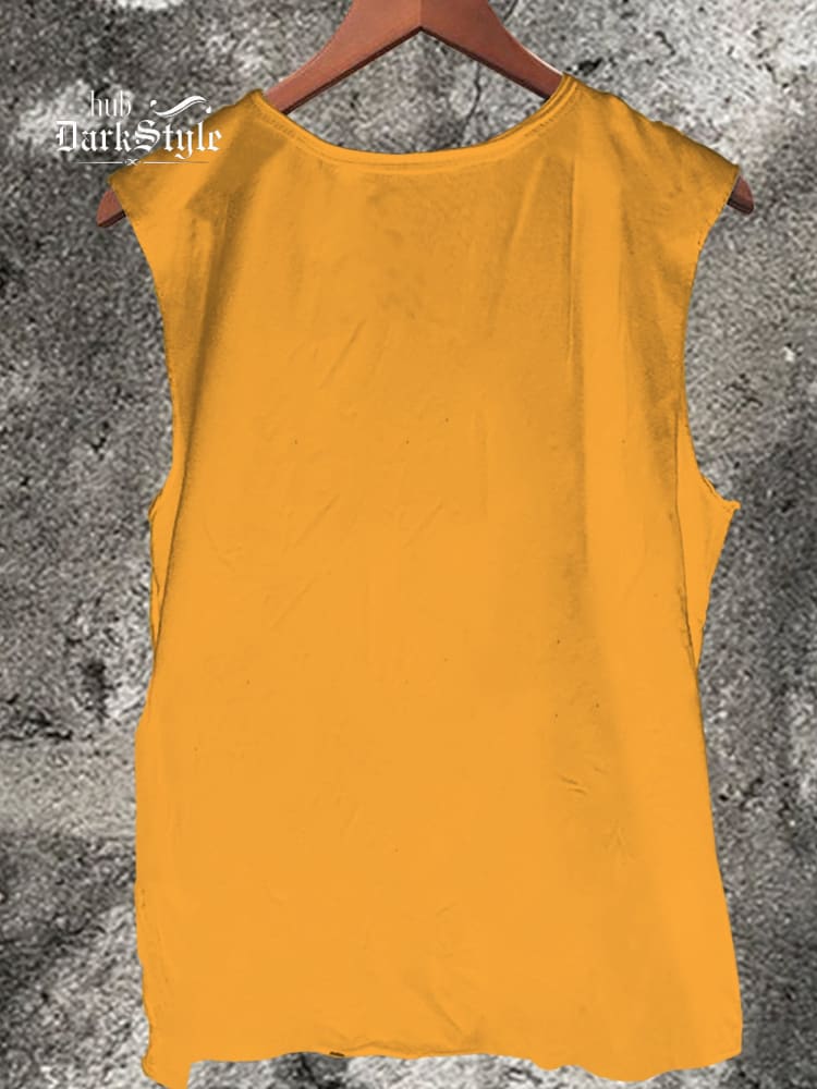 Black Cat Vintage Print 100% Cotton Casual Tank Top