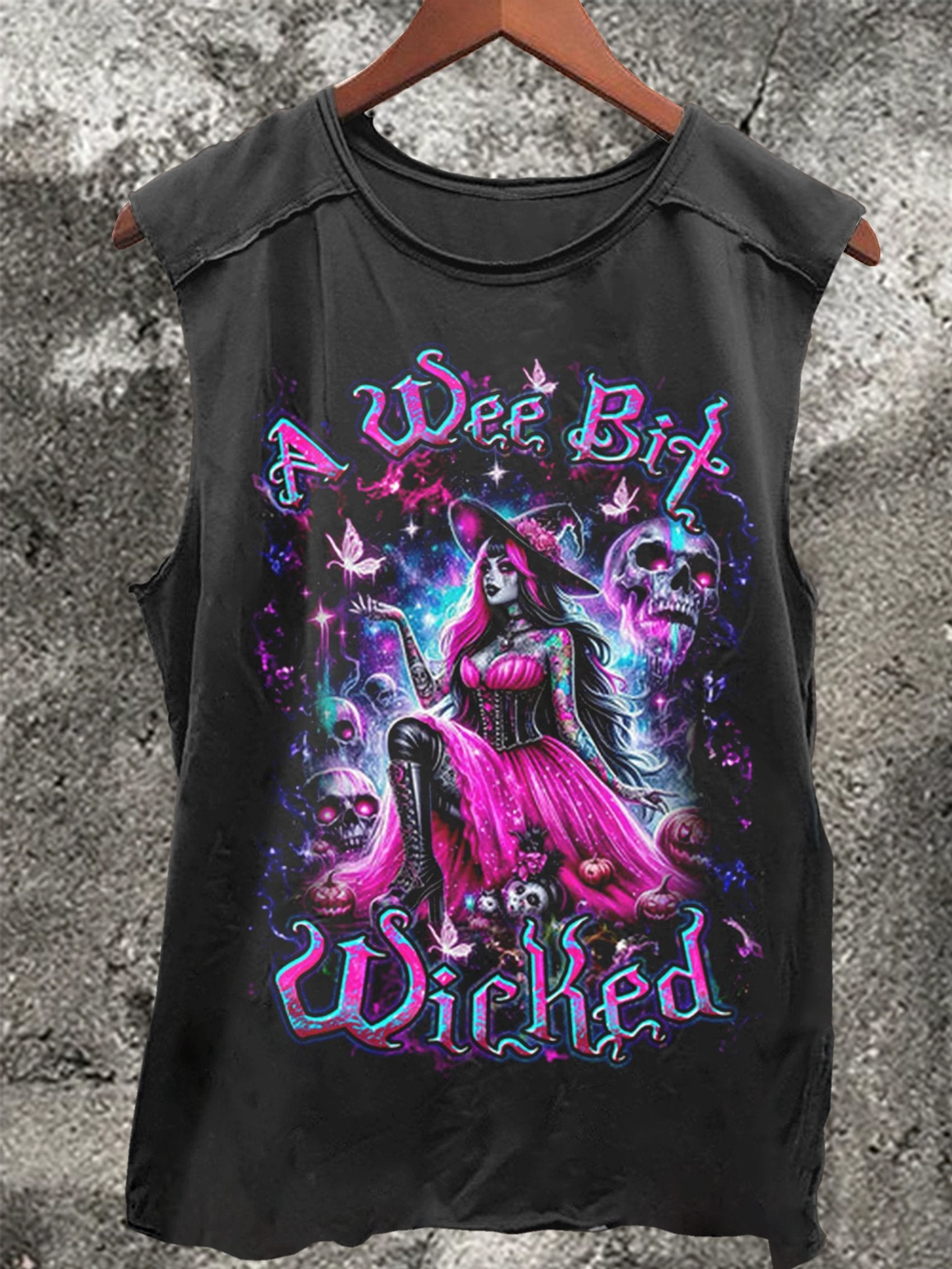 A Wee Bit Wicked Halloween Print 100% Cotton Casual Tank Top