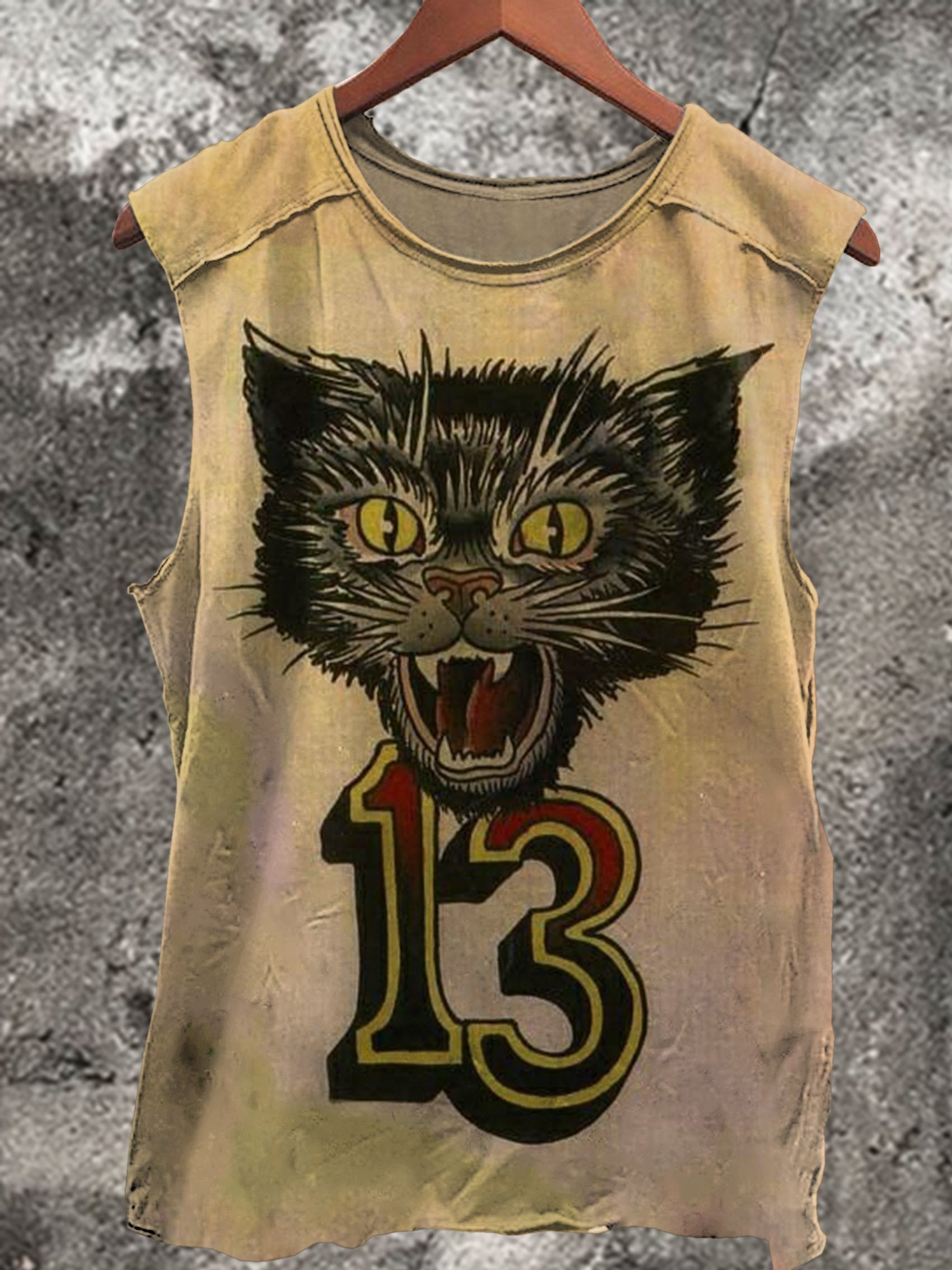 Cat No. 13 Print 100% Cotton Casual Tank Top
