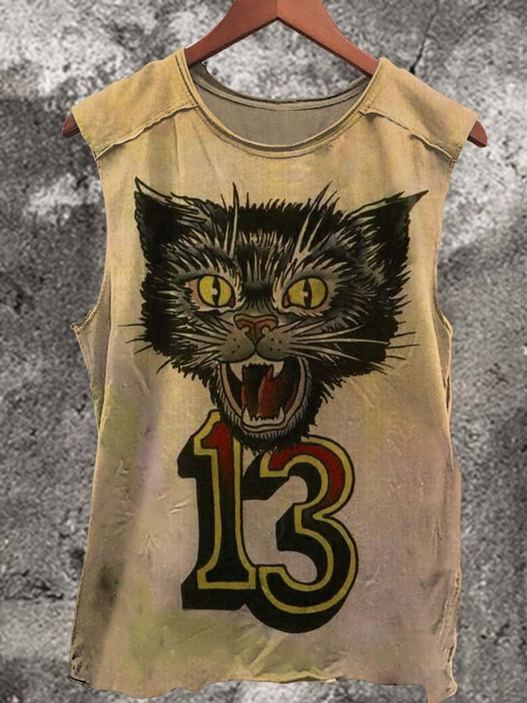 Cat No. 13 Print 100% Cotton Casual Tank Top