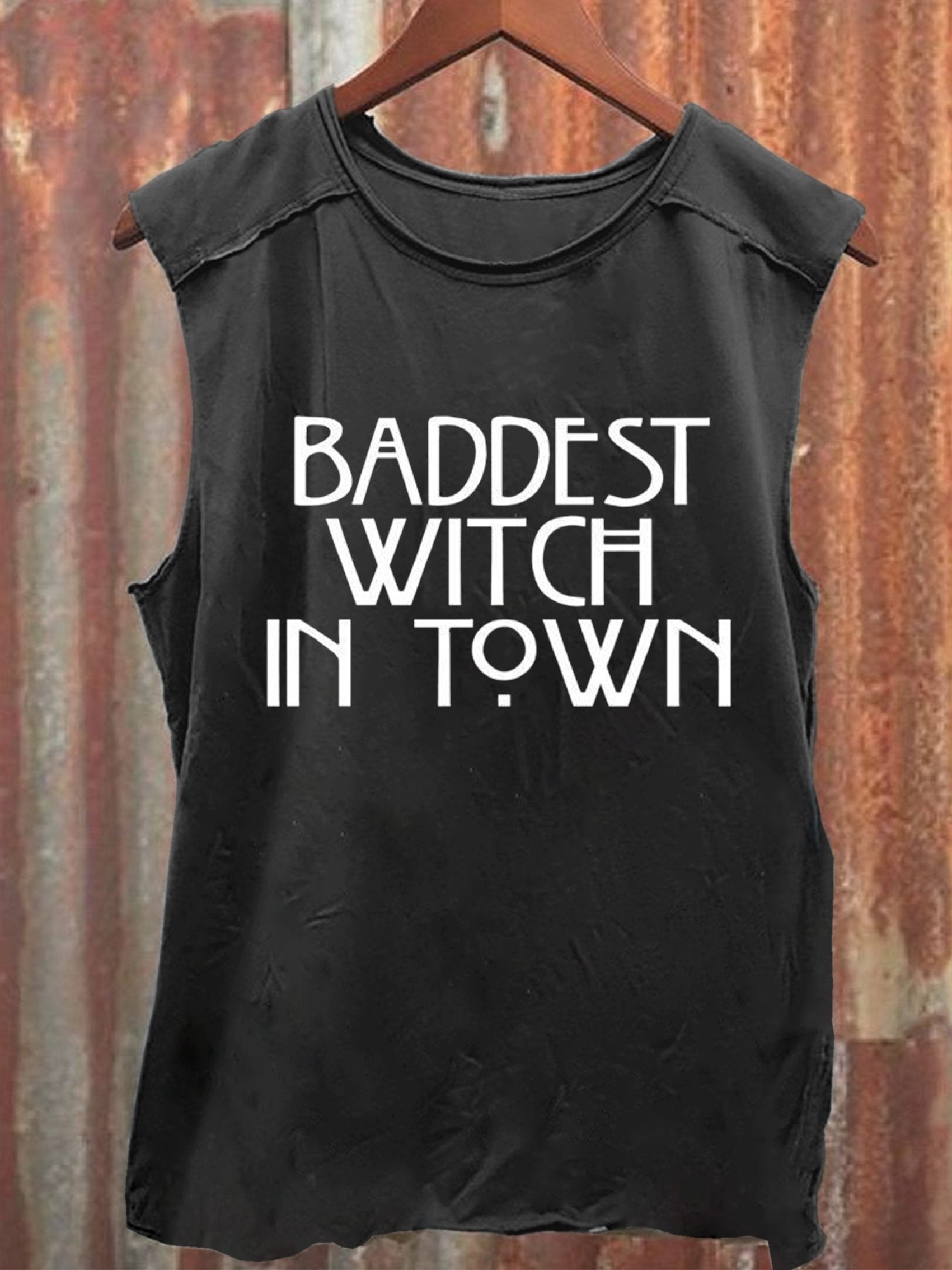 Unisex Baddest Witch In Town Print 100% Cotton Casual Tank Top