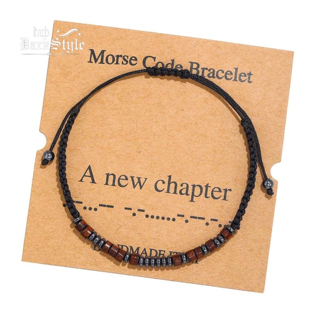 Unisex Morse Code Alphanumeric Weave Couple Bracelet