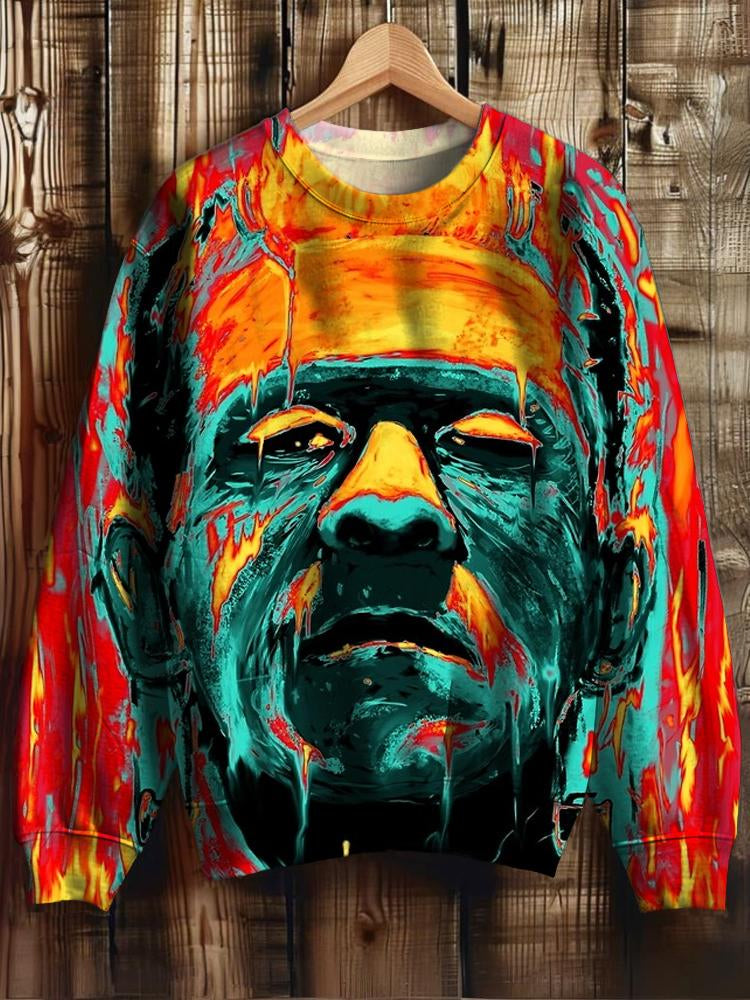 Colorful Graffiti Monster Print Casual Sweatshirt