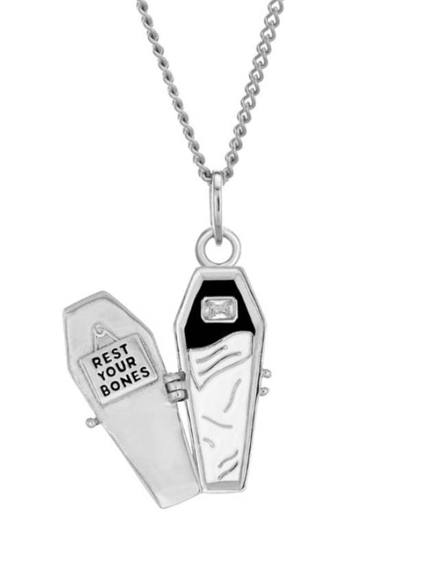 Halloween Dark Gothic Rose Coffin Necklace