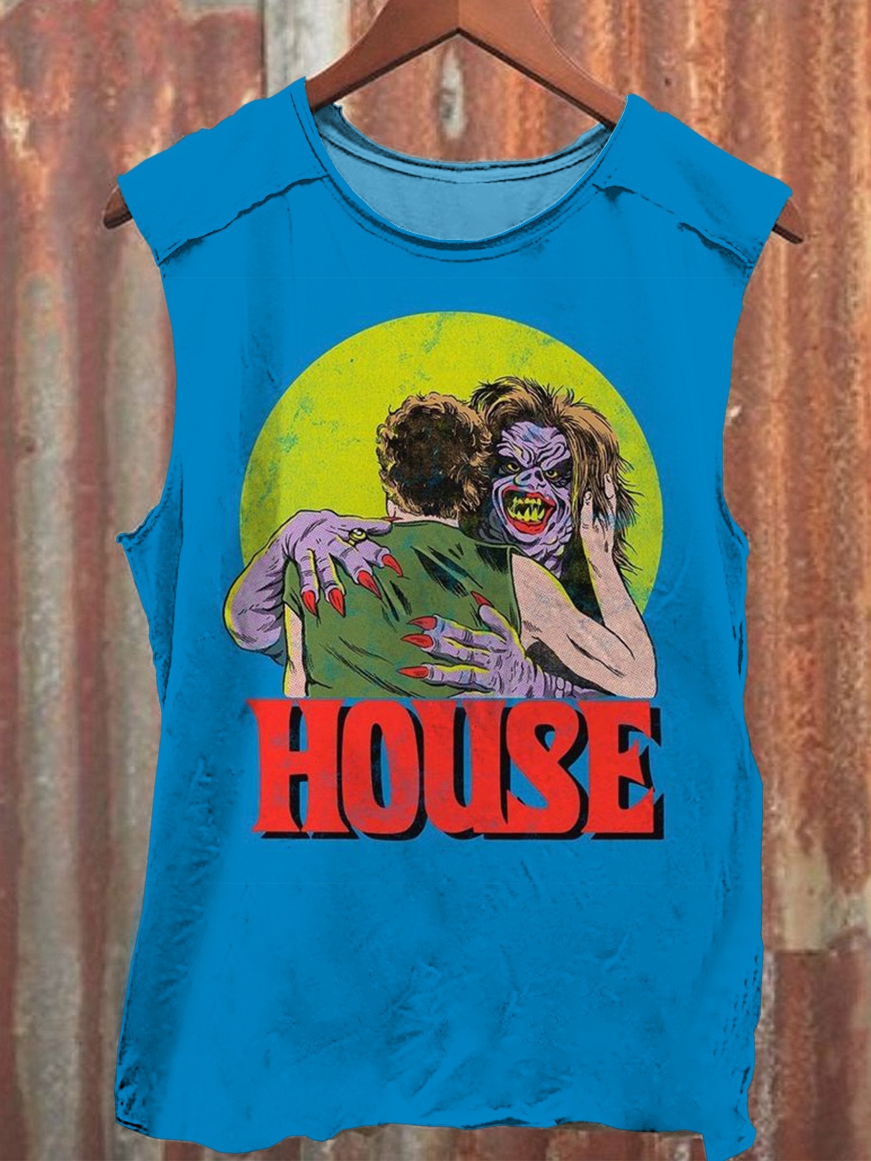 Vintage Zombie House Art Print 100% Cotton Casual Tank Top
