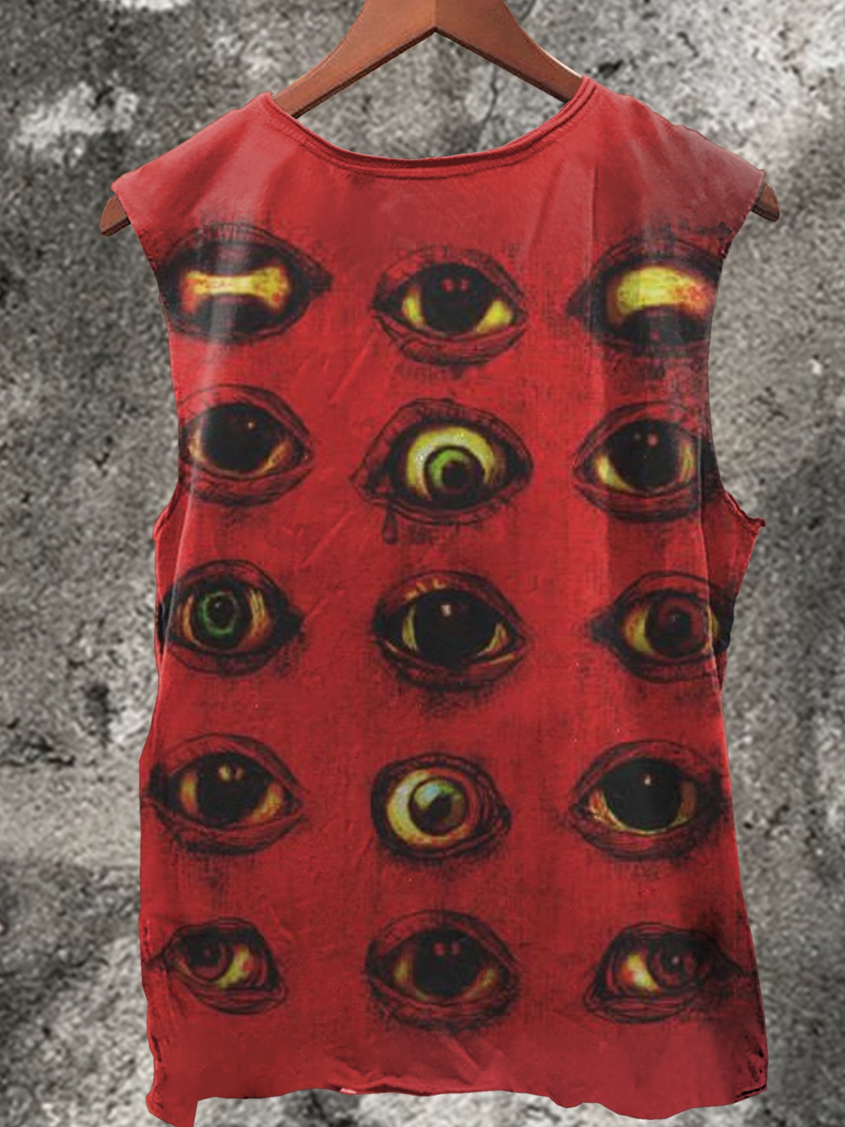 Red Eyes Print 100% Cotton Casual Tank Top