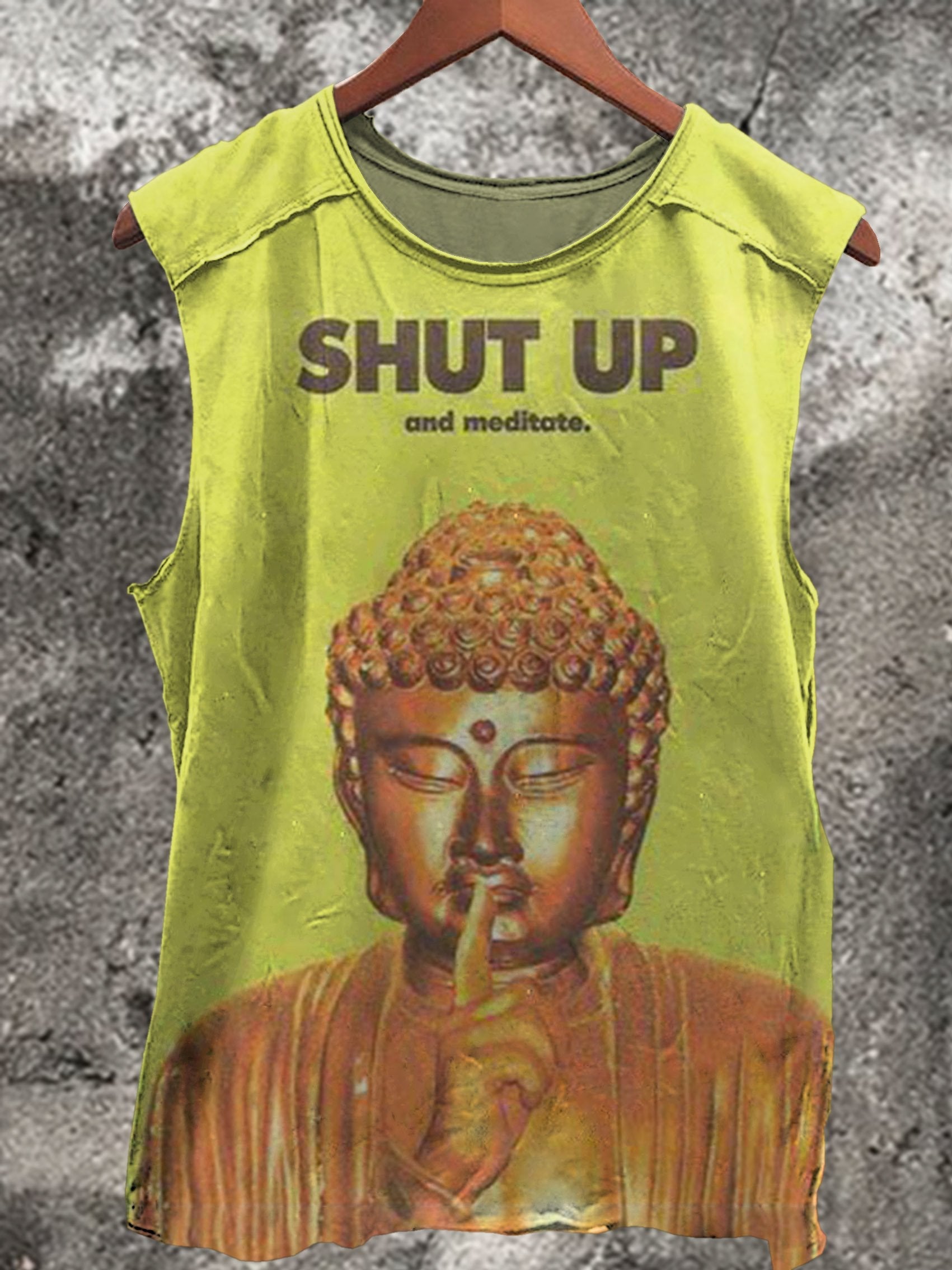 Shut Up and Meditate Print 100% Cotton Casual Tank Top