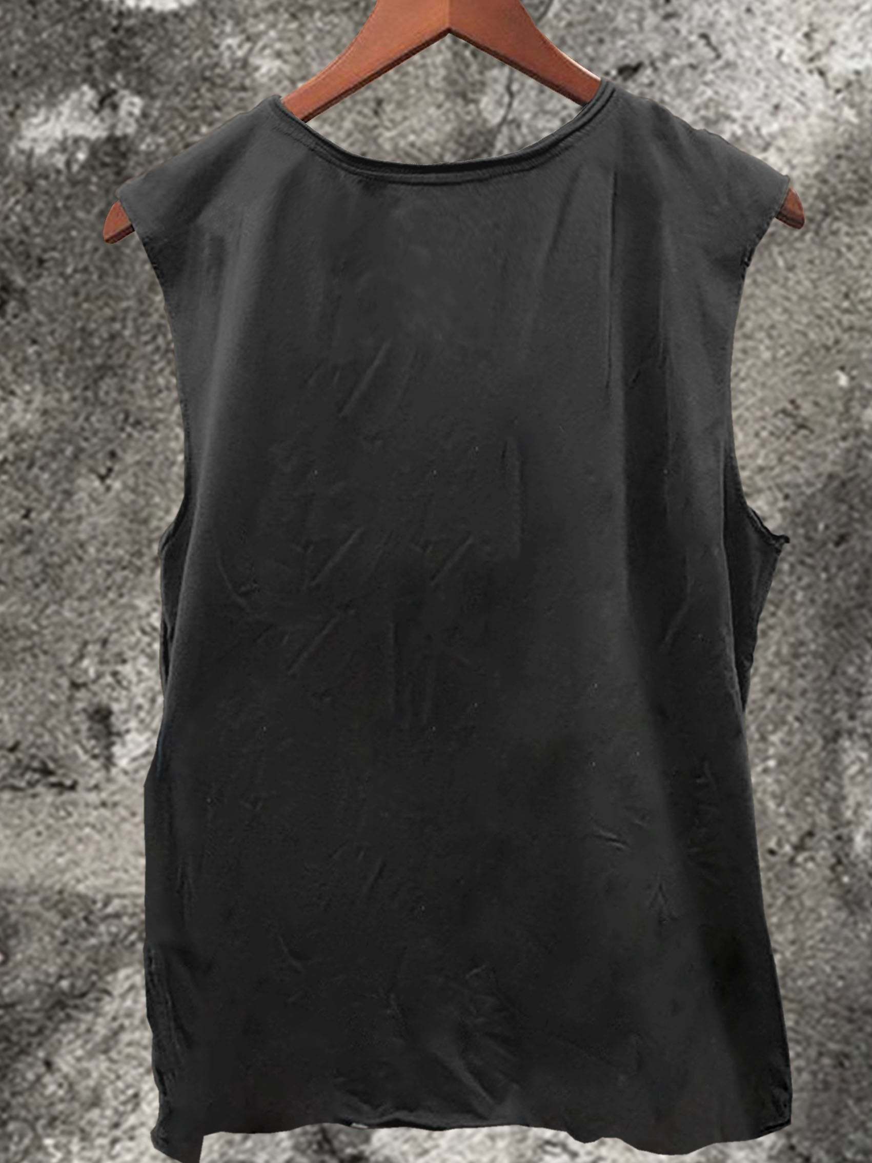 Green Three-eyed Skull Print 100% Cotton Casual Tank Top