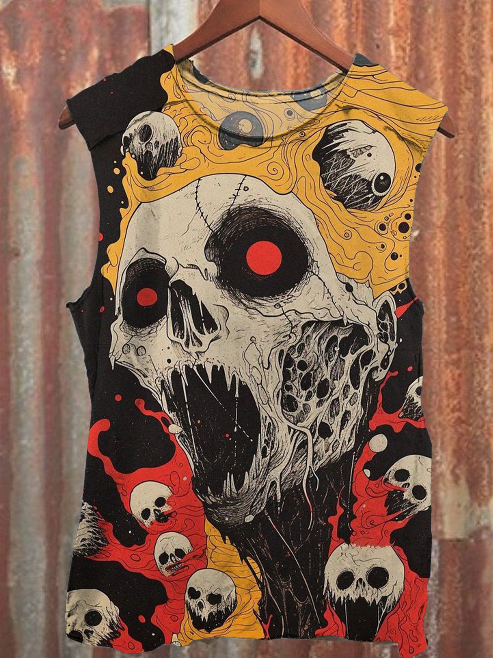 Unisex Vintage Skull Print Casual Tank Top