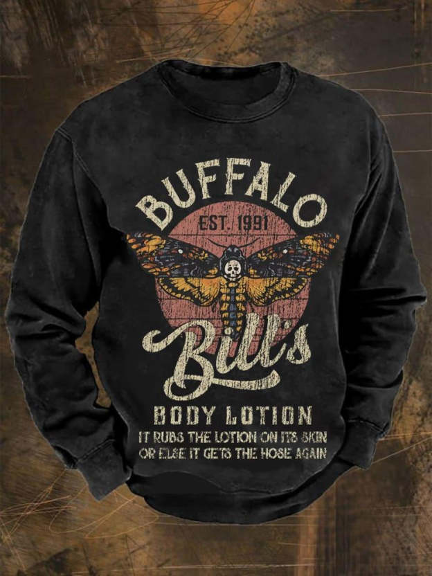 Bufallo Bills Body Lotion Vintage Distressed Print Unisex Classic 100% Cotton Sweatshirt