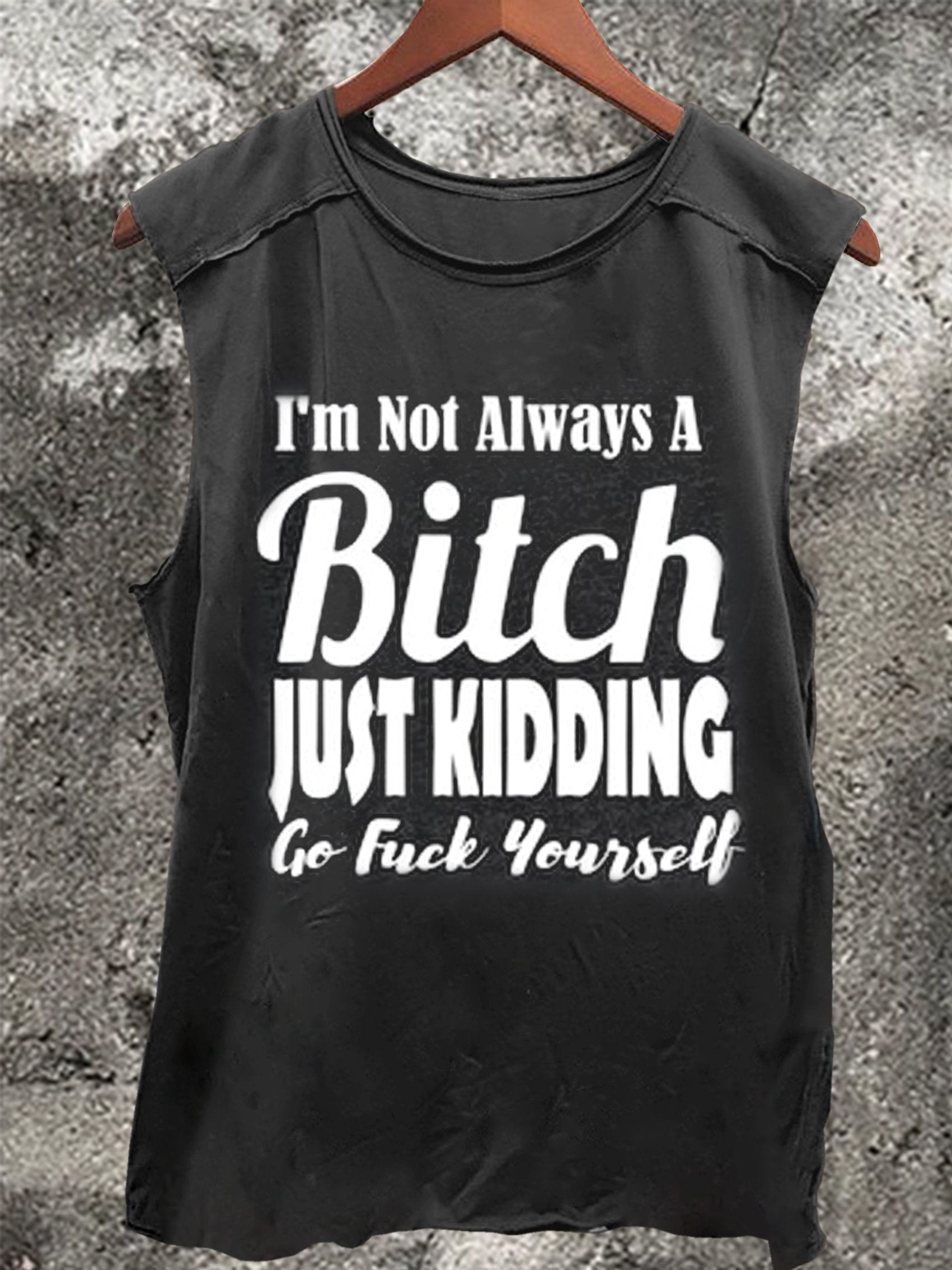 Bitch Vintage Print 100% Cotton Casual Tank Top