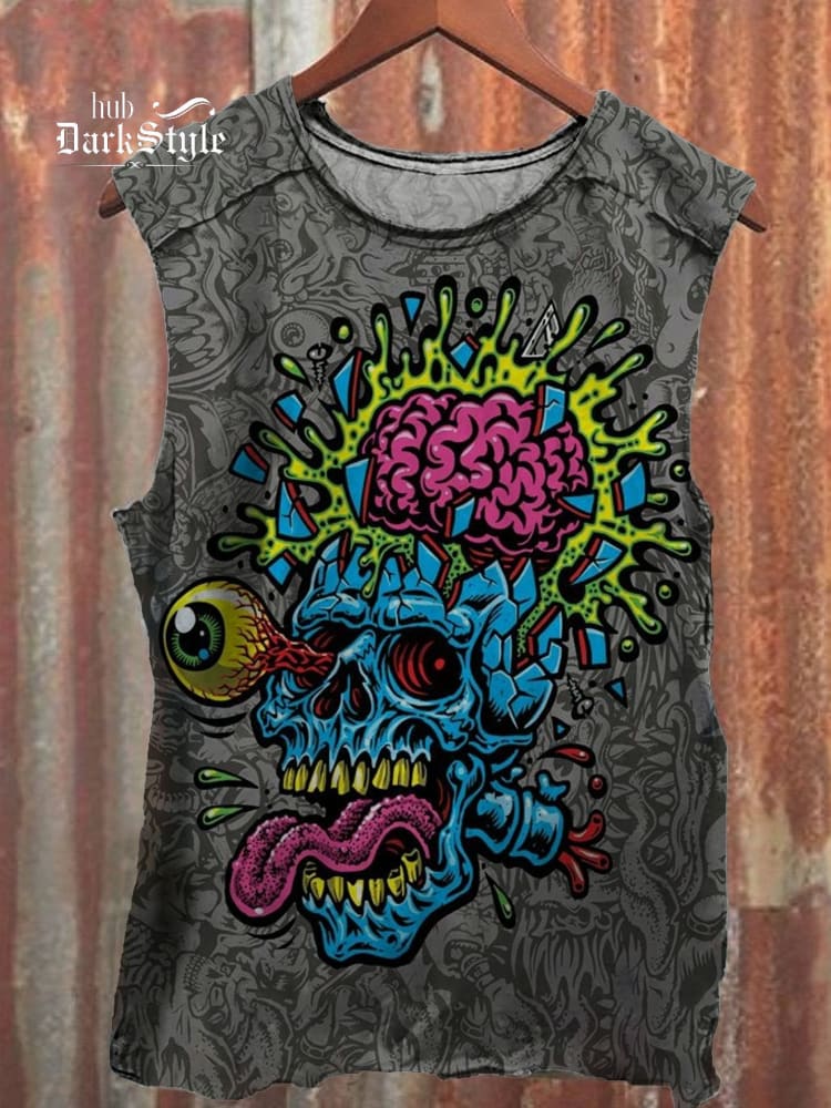 Unisex Weird Skeleton Print Tank Top