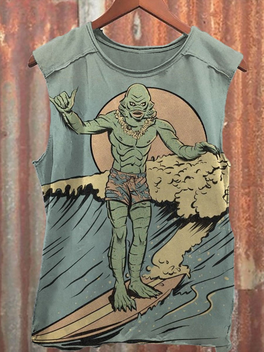 Retro Surf Creature Print Unisex Classic Tank Top