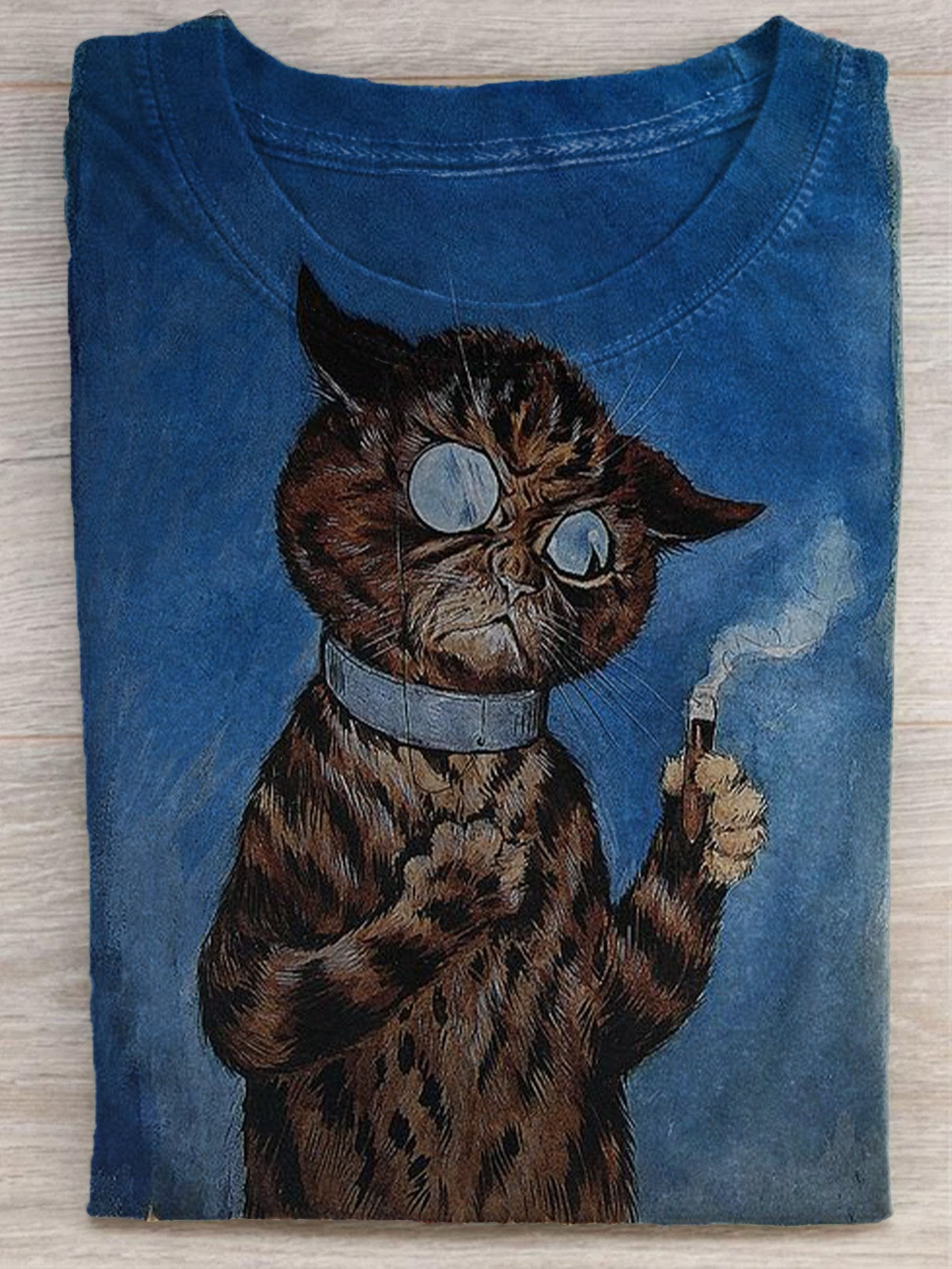 Cat Smoking Art Print T-shirt