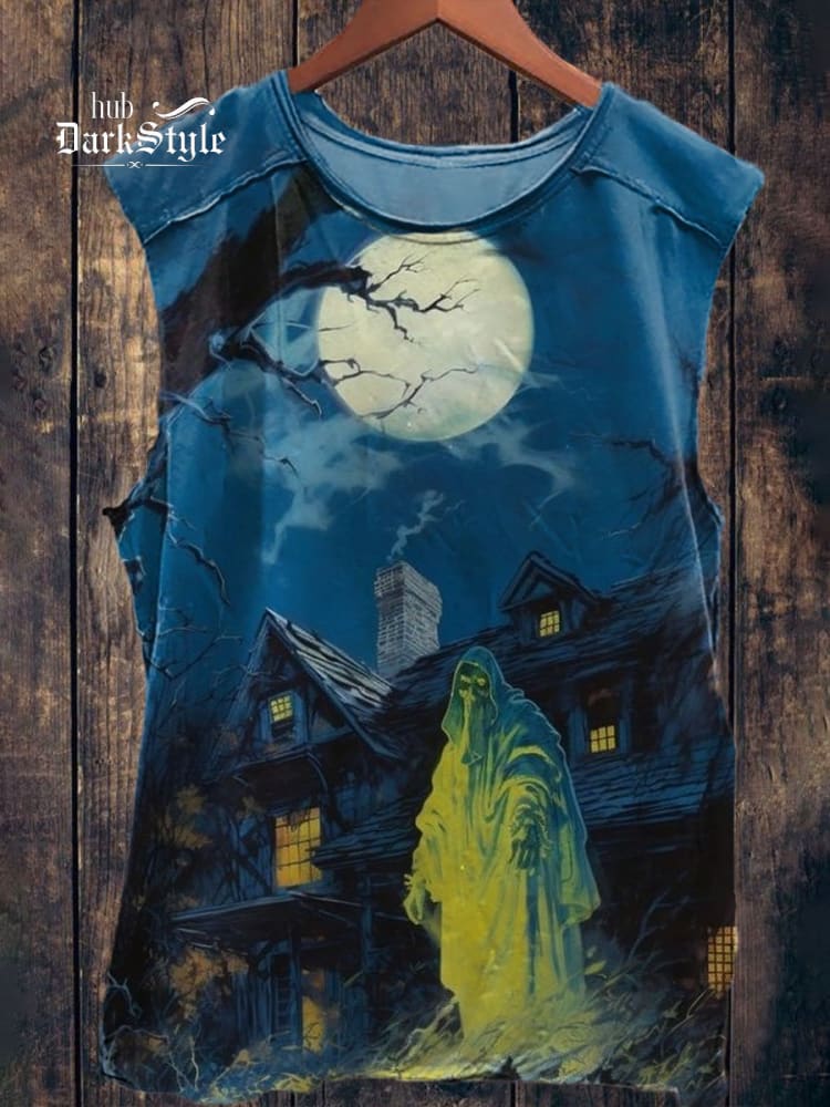 Halloween Night Ghost Print Unisex Classic Tank Top
