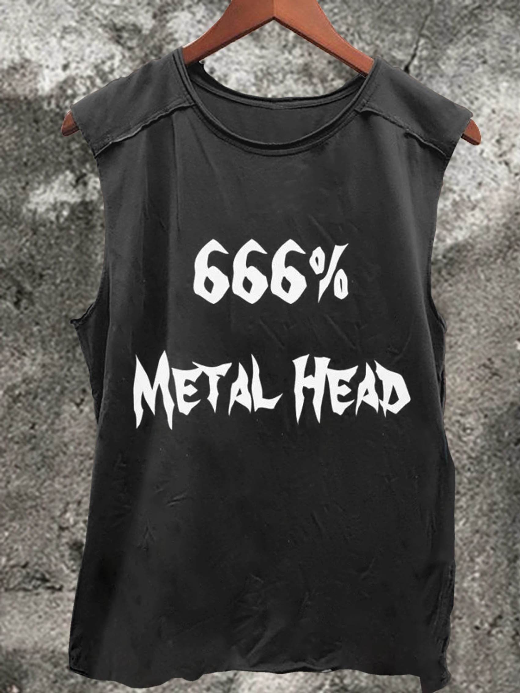 666% Metal Head Print 100% Cotton Casual Tank Top