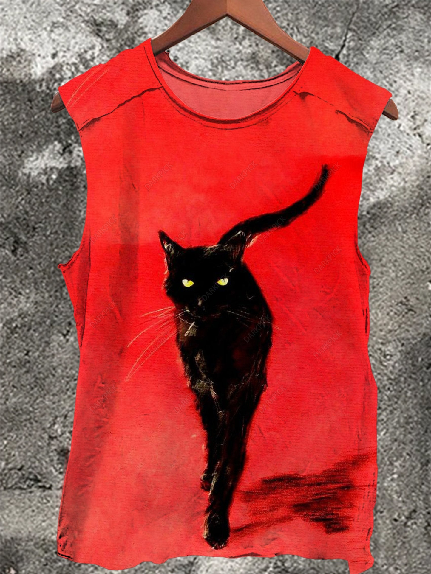 Black Cat Vintage Print  Casual Tank Top