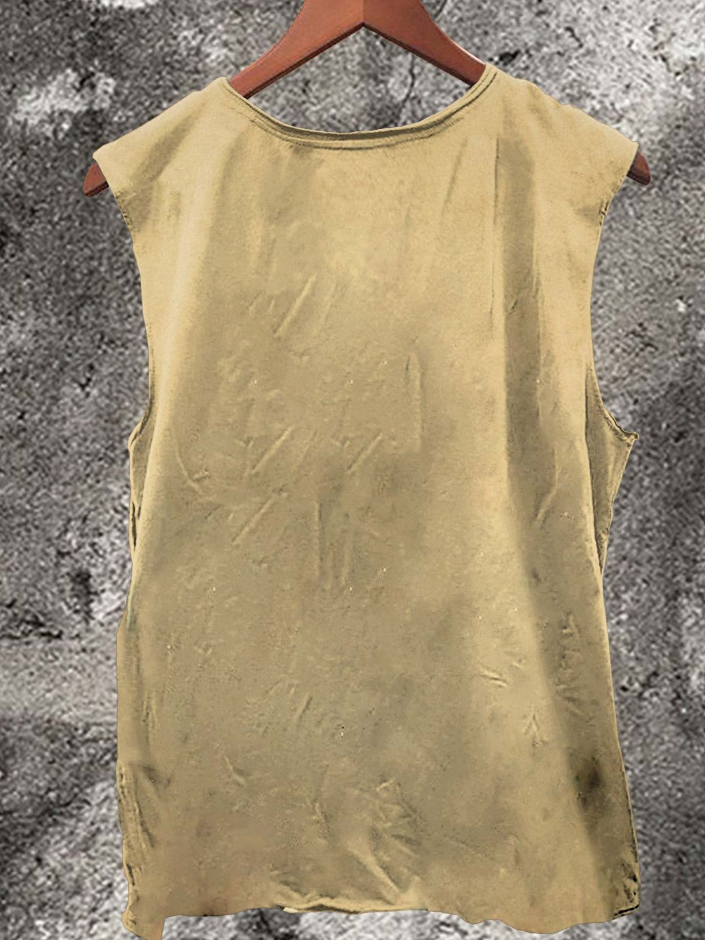 Trendy Buddha Statue Print 100% Cotton Casual Tank Top