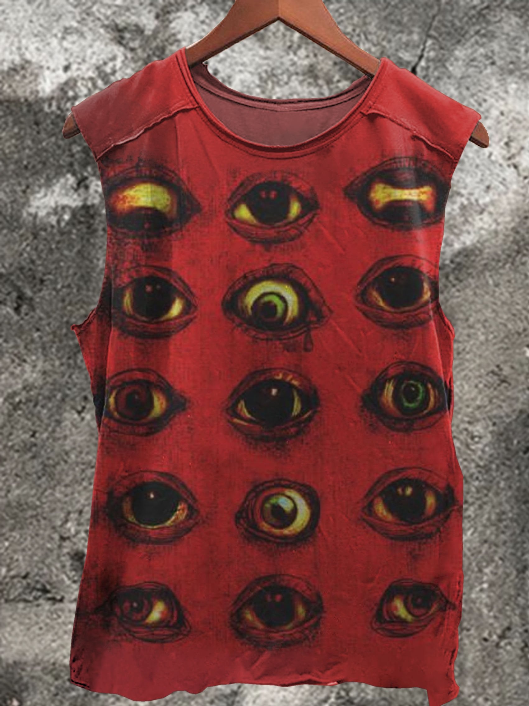 Red Eyes Print 100% Cotton Casual Tank Top